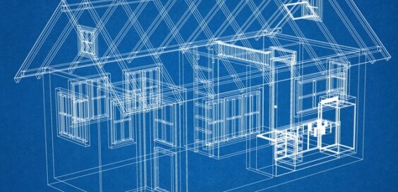 A tiny house's blueprint shows 8 windows, a kitchen counter, a ladder to a loft, and a front door with two exterior steps.